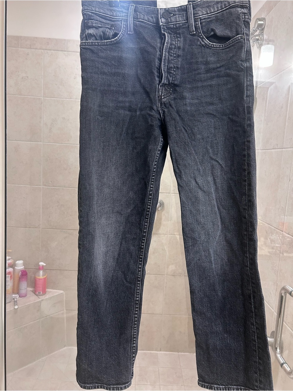 MOTHER Women's Black Washed Straight Jeans